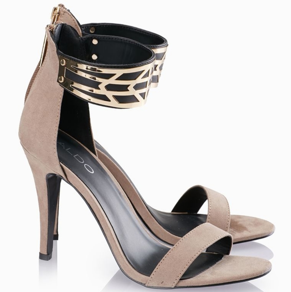 Aldo Tormini Tan Open Toe Heels, size 9.